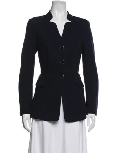 Pre-owned St. John Caviar Wool Blazer In Blue