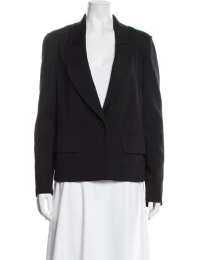 Pre-owned St. John Caviar Wool Blazer In Gray