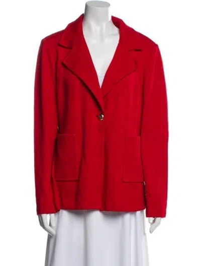 Pre-owned St. John Caviar Wool Blazer In Red