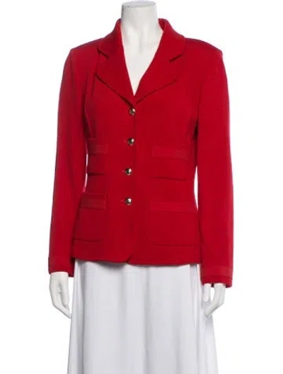 Pre-owned St. John Caviar Wool Blazer In Red