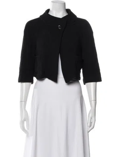 Pre-owned St. John Caviar Wool Bolero In Black