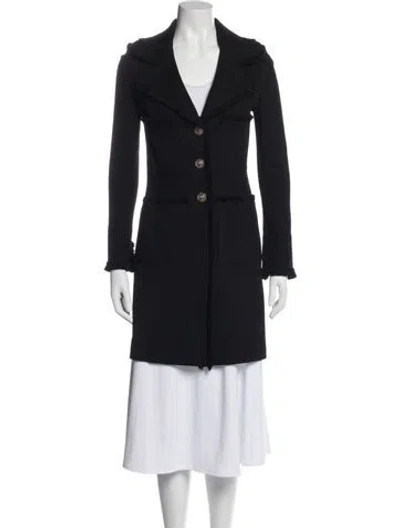 Pre-owned St. John Caviar Wool Coat In Blue