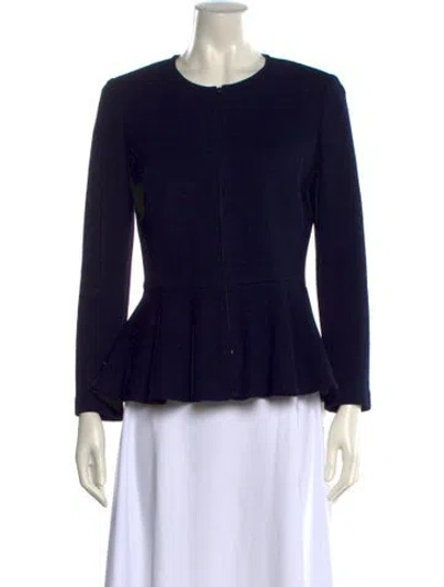 Pre-owned St. John Caviar Wool Crew Neck Top In Black