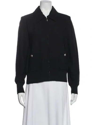 Pre-owned St. John Caviar Wool Denim Jacket In Gray