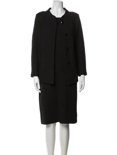 Pre-owned St. John Caviar Wool Dress Set In Black