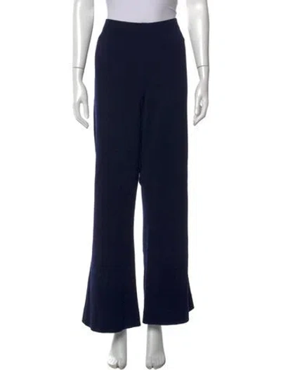 Pre-owned St. John Caviar Wool Flared Pants In Blue