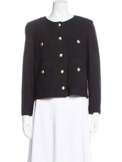 Pre-owned St. John Caviar Wool Jacket In Black