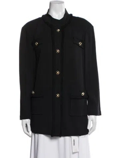Pre-owned St. John Caviar Wool Jacket In Blue