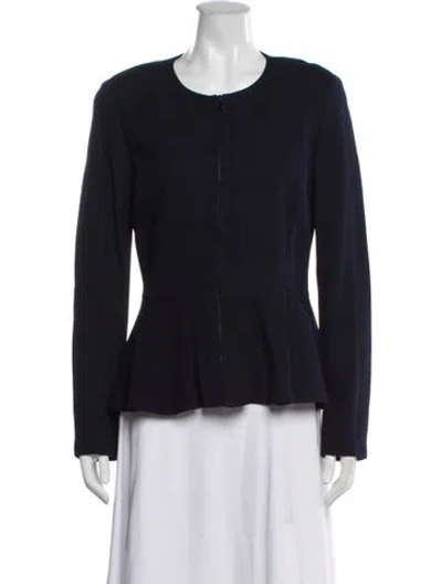 Pre-owned St. John Caviar Wool Jacket In Blue