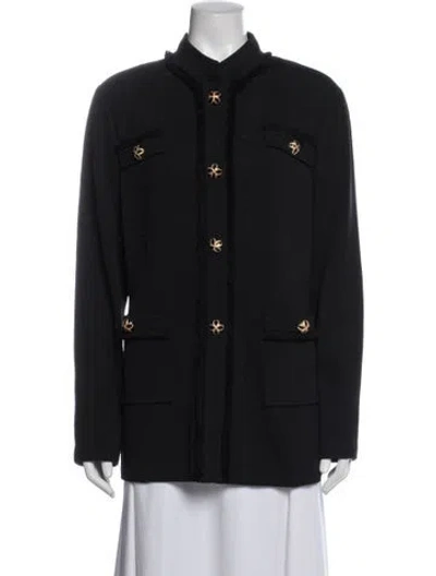 Pre-owned St. John Caviar Wool Jacket W/ Tags In Blue
