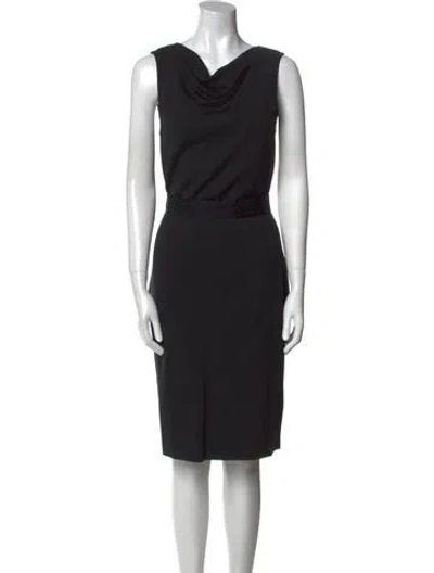 Pre-owned St. John Caviar Wool Knee-length Dress In Black