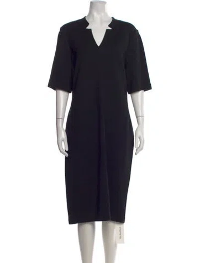Pre-owned St. John Caviar Wool Knee-length Dress In Black