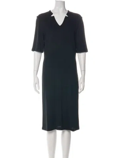 Pre-owned St. John Caviar Wool Knee-length Dress In Black