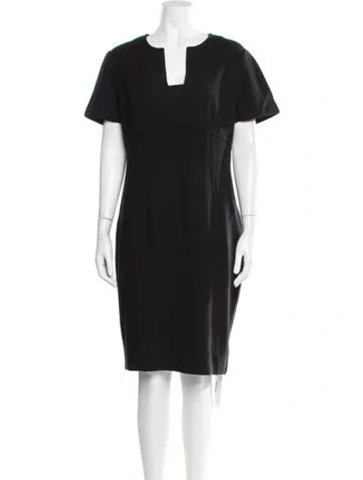 Pre-owned St. John Caviar Wool Knee-length Dress In Black