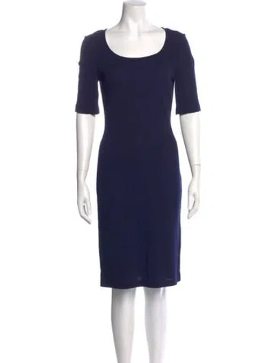 Pre-owned St. John Caviar Wool Knee-length Dress In Blue