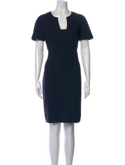 Pre-owned St. John Caviar Wool Knee-length Dress In Blue