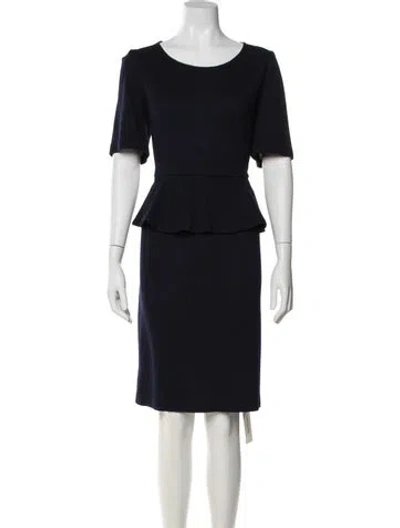 Pre-owned St. John Caviar Wool Knee-length Dress In Blue
