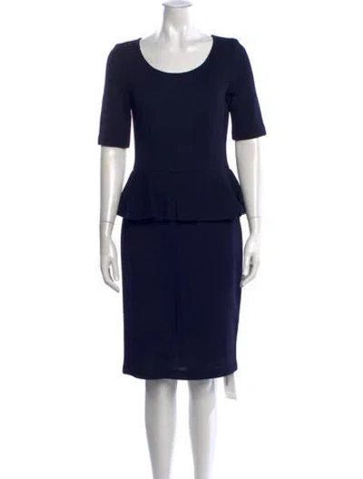 Pre-owned St. John Caviar Wool Knee-length Dress In Blue