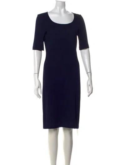 Pre-owned St. John Caviar Wool Knee-length Dress In Blue