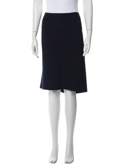 Pre-owned St. John Caviar Wool Knee-length Skirt In Blue
