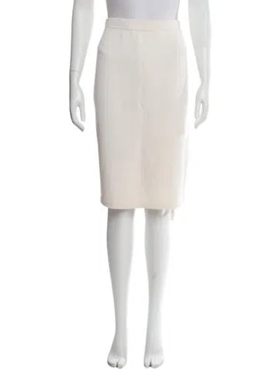 Pre-owned St. John Caviar Wool Knee-length Skirt In White