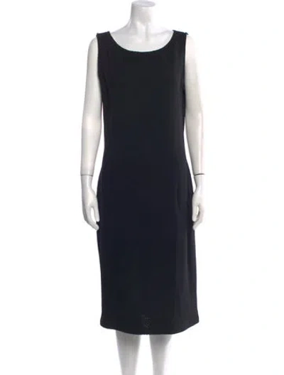 Pre-owned St. John Caviar Wool Midi Length Dress In Black