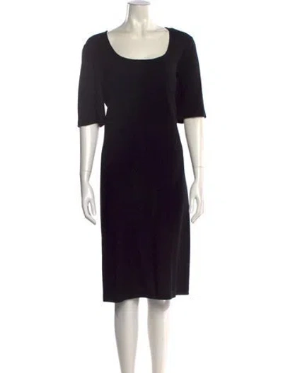 Pre-owned St. John Caviar Wool Midi Length Dress In Black