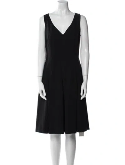 Pre-owned St. John Caviar Wool Midi Length Dress In Black