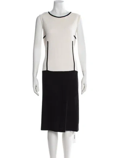 Pre-owned St. John Caviar Wool Midi Length Dress In Black