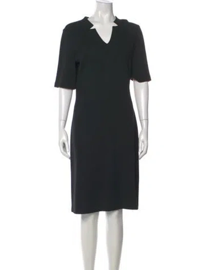 Pre-owned St. John Caviar Wool Midi Length Dress In Black