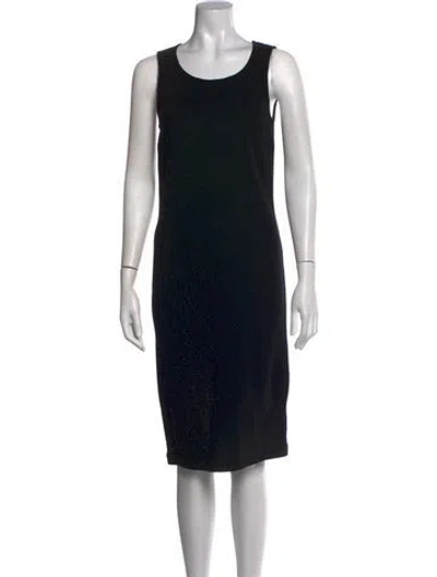 Pre-owned St. John Caviar Wool Midi Length Dress In Black