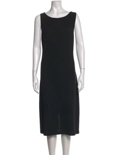 Pre-owned St. John Caviar Wool Midi Length Dress In Black
