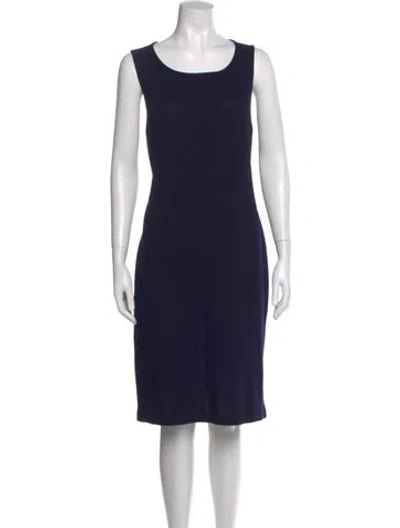 Pre-owned St. John Caviar Wool Midi Length Dress In Blue
