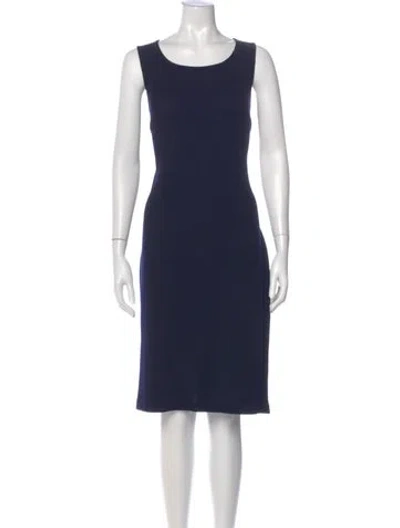 Pre-owned St. John Caviar Wool Midi Length Dress In Blue