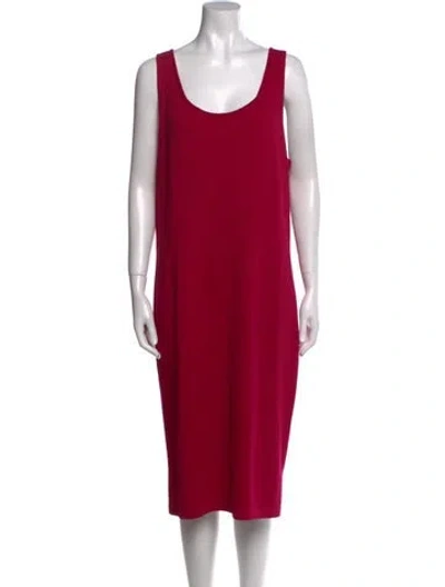 Pre-owned St. John Caviar Wool Midi Length Dress In Red