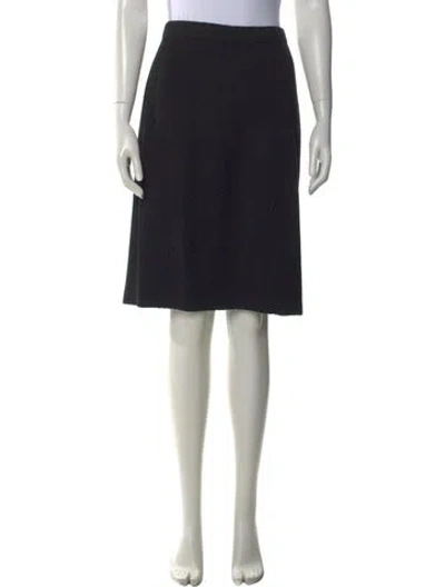 Pre-owned St. John Caviar Wool Midi Length Skirt In Black