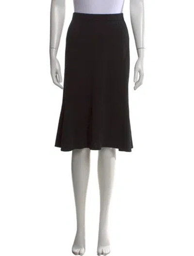 Pre-owned St. John Caviar Wool Midi Length Skirt In Black