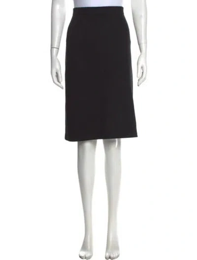 Pre-owned St. John Caviar Wool Midi Length Skirt In Black