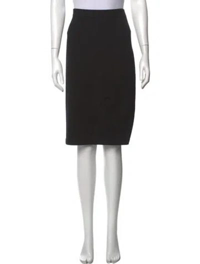 Pre-owned St. John Caviar Wool Midi Length Skirt In Black