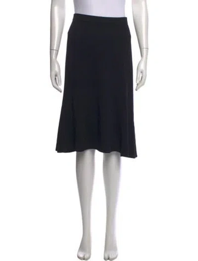 Pre-owned St. John Caviar Wool Midi Length Skirt In Black