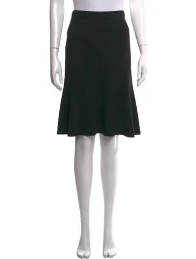 Pre-owned St. John Caviar Wool Midi Length Skirt In Black