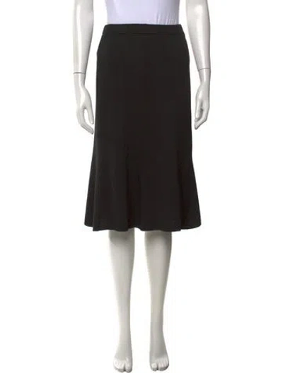 Pre-owned St. John Caviar Wool Midi Length Skirt In Black