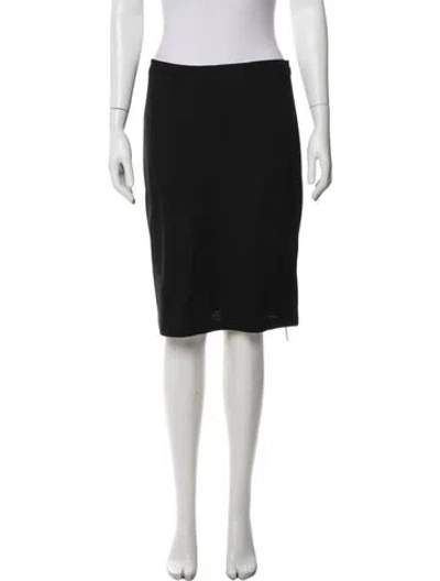 Pre-owned St. John Caviar Wool Midi Length Skirt In Blue