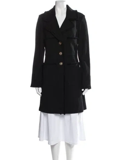 Pre-owned St. John Caviar Wool Peacoat In Black