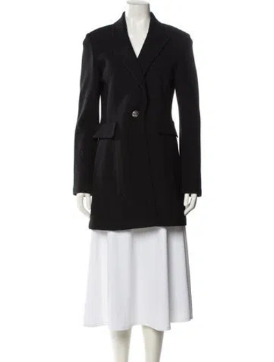 Pre-owned St. John Caviar Wool Peacoat W/ Tags In Black