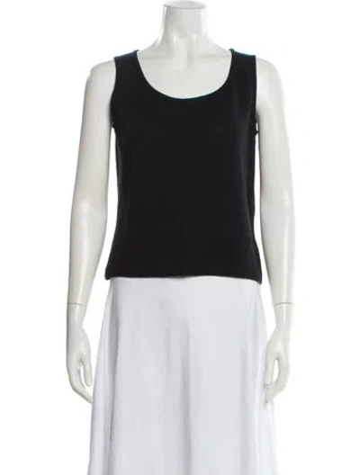 Pre-owned St. John Caviar Wool Scoop Neck Top In Black