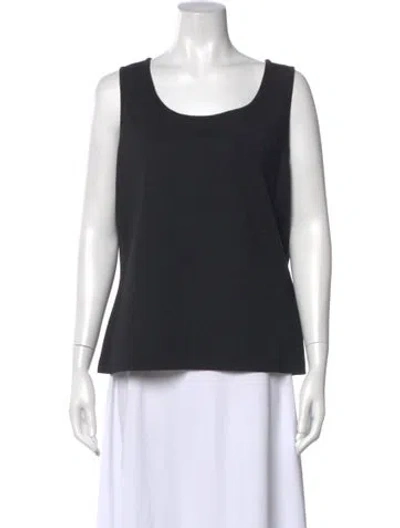 Pre-owned St. John Caviar Wool Scoop Neck Top In Black