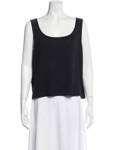 Pre-owned St. John Caviar Wool Scoop Neck Top In Black