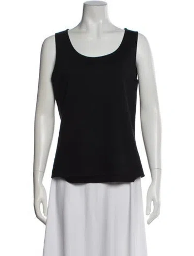 Pre-owned St. John Caviar Wool Scoop Neck Top In Black