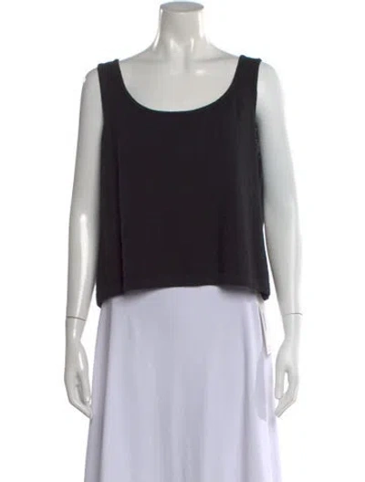 Pre-owned St. John Caviar Wool Scoop Neck Top In Black